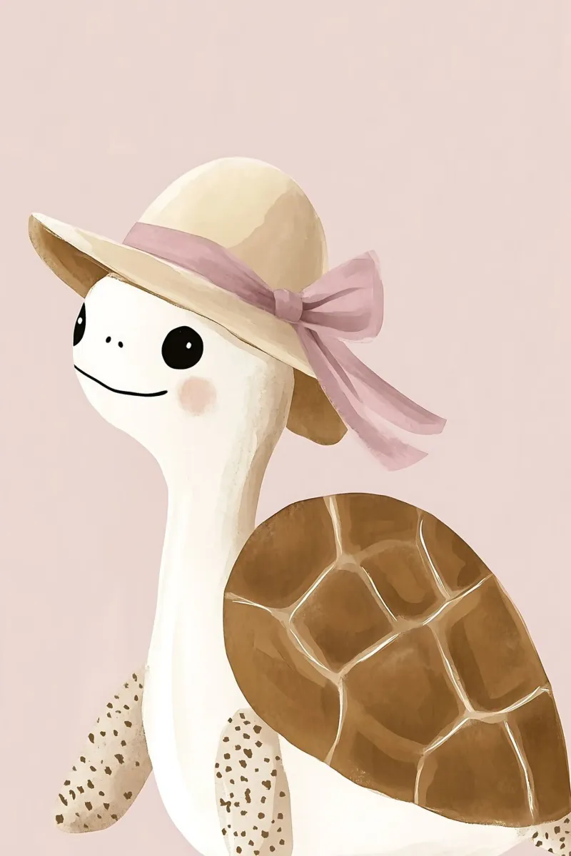 Cute Tortoise Print, Turtle Poster, Nursery Art canvas with Floater frame by Little Lola