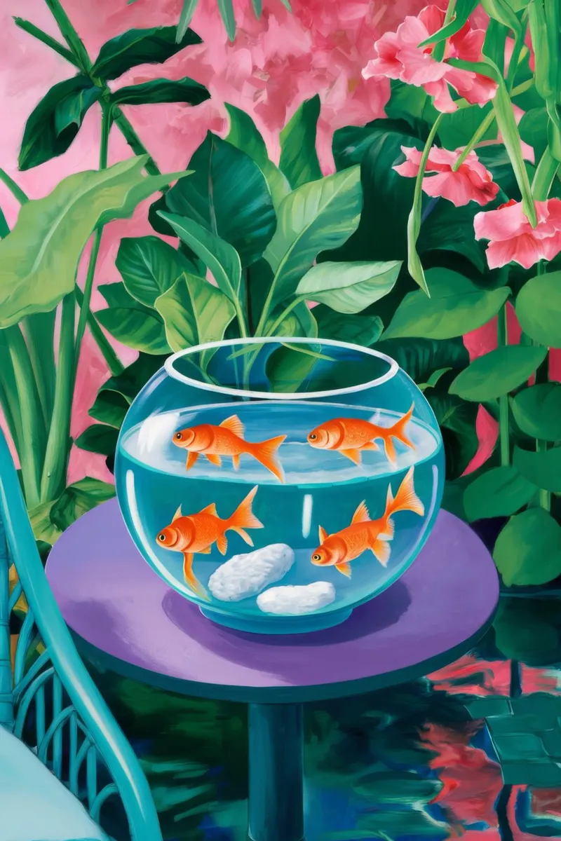 I pesci rossi fioriscono ancora poster con telaio in plastica da Lumi Eyes