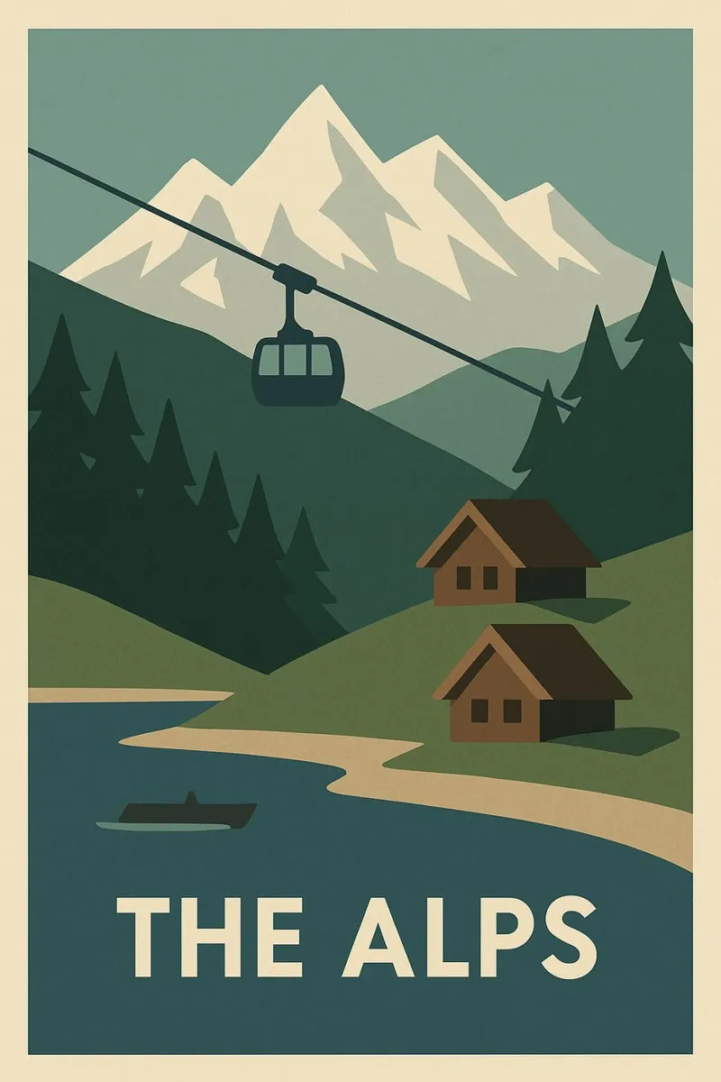 Le Alpi - Silenzio, Cabine e Sommelier pellicola backlit da JETLAG | affiches voyage