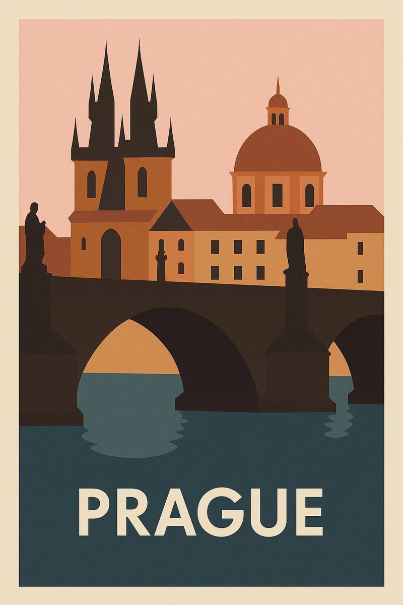Prague - The bridge of frozen time poster by JETLAG | affiches voyage