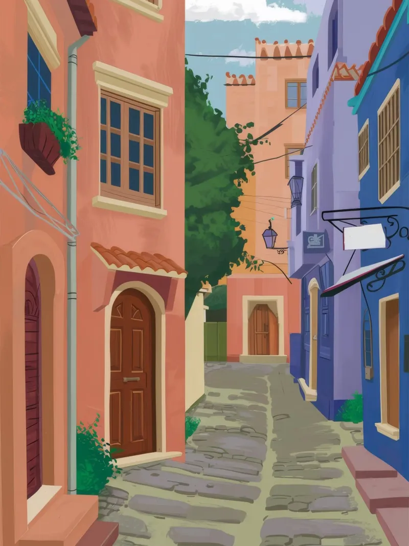 Quaint Alleyway Charm canvas by Chroma Haven