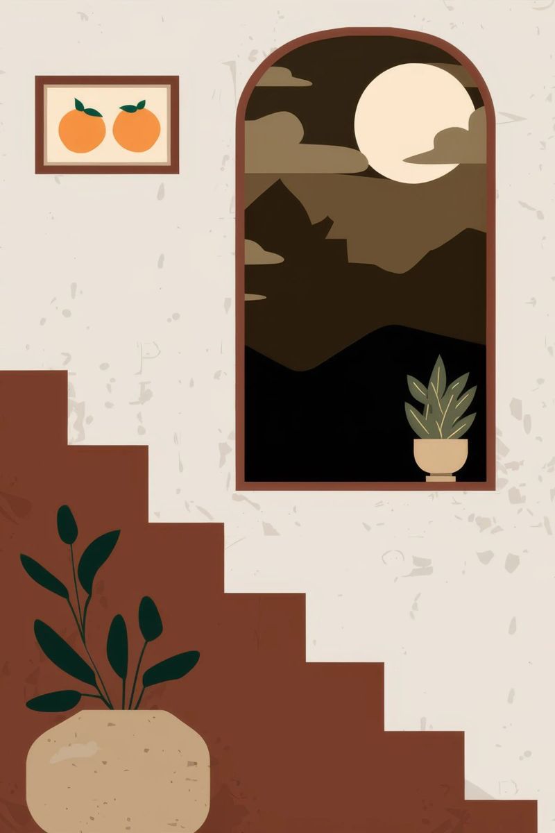 Ventana de escalera nocturna poster de Stone Patina