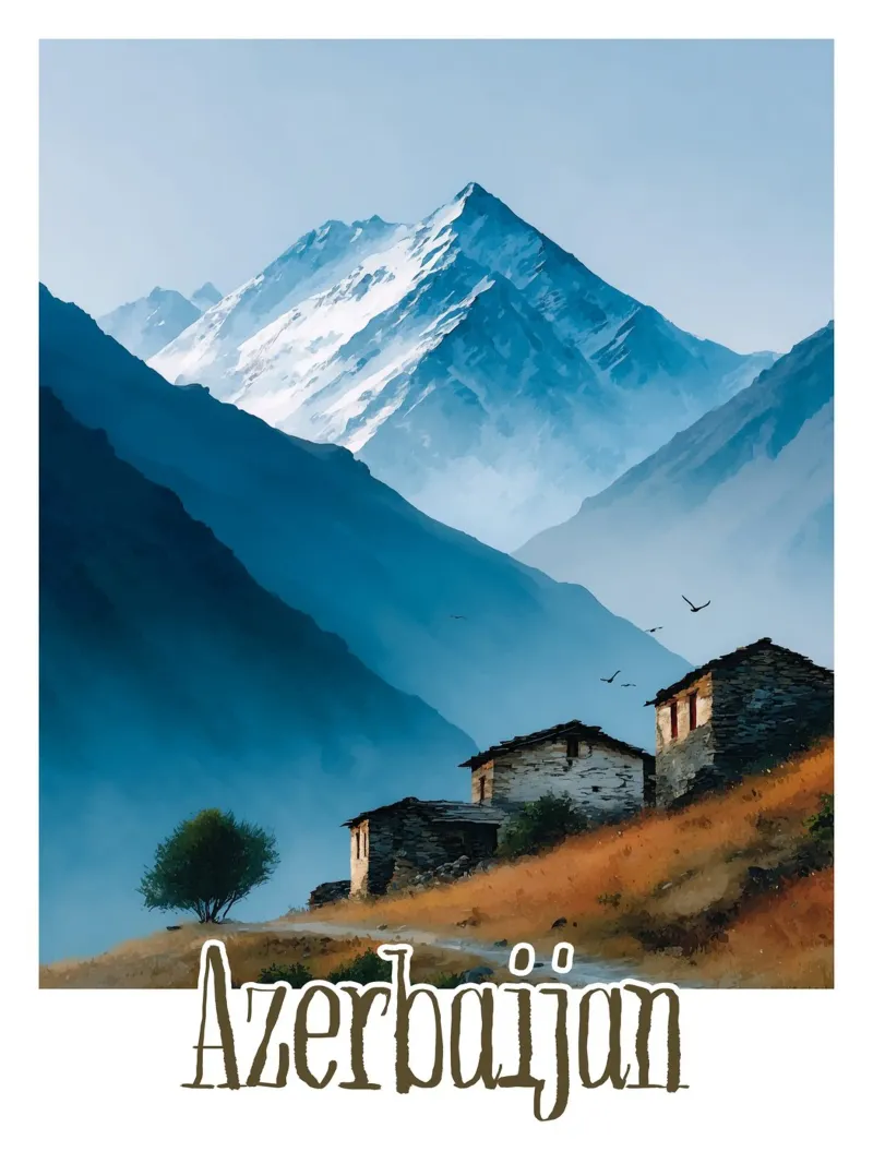 Azerbeidzjan poster canvas met Baklijst van Frame the World