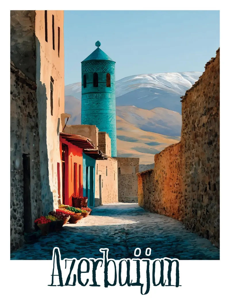 Poster dell'Azerbaigian alluminio dibond da Frame the World