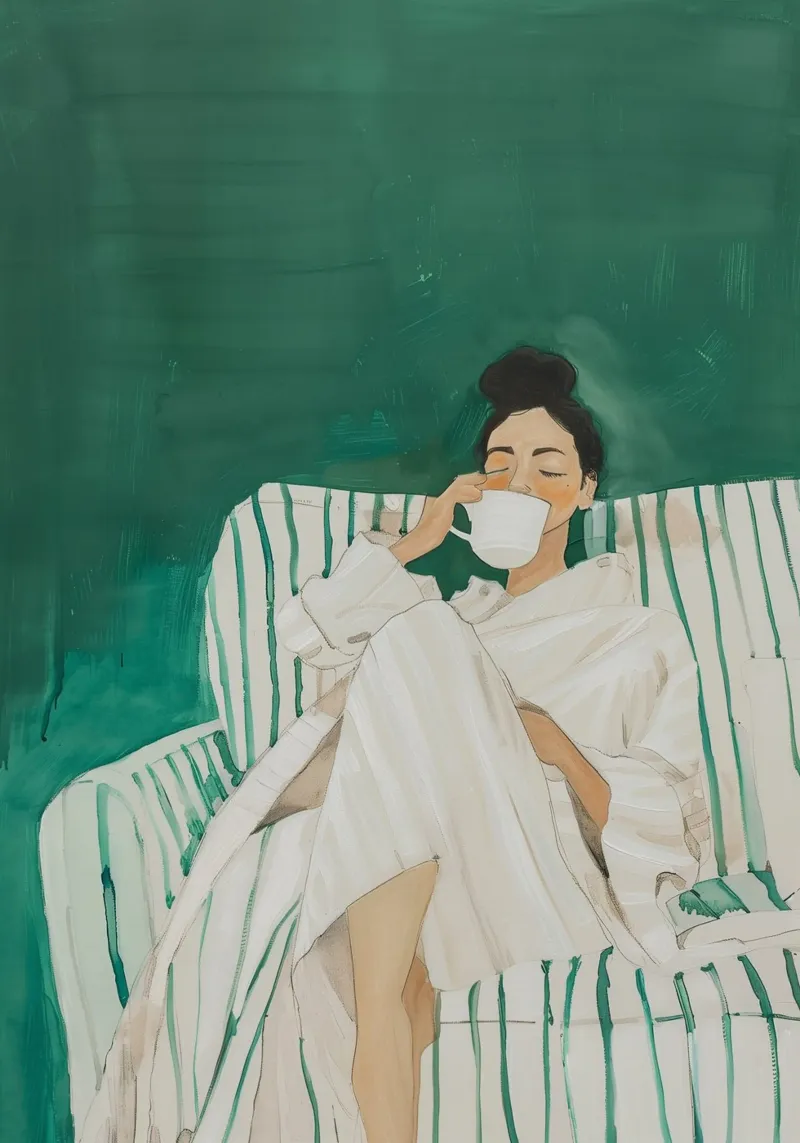 Emerald Green Abstract Contemporary Art, Stripe Woman Print alu-dibond by Boheme