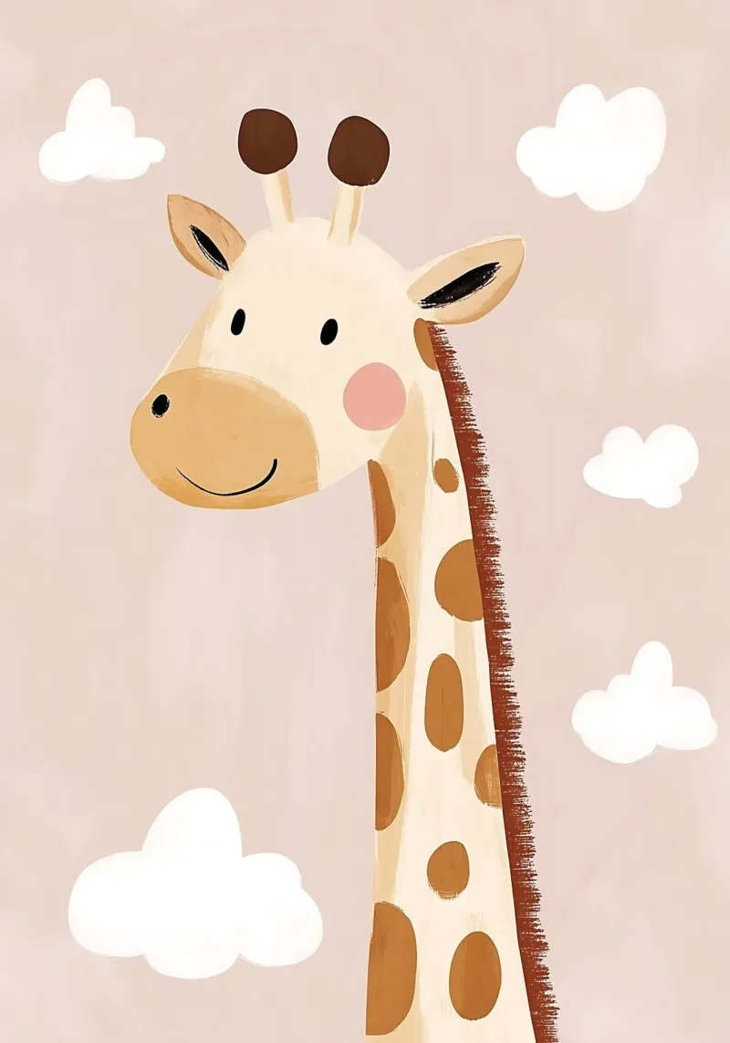 Poster con una graziosa giraffa, stampa per l'asilo nido, stampe safari per la stanza dei giochi pellicola backlit da Little Lola