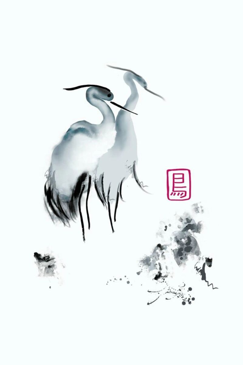 Cranes Of Mist II pellicola backlit da Flora & Fauna