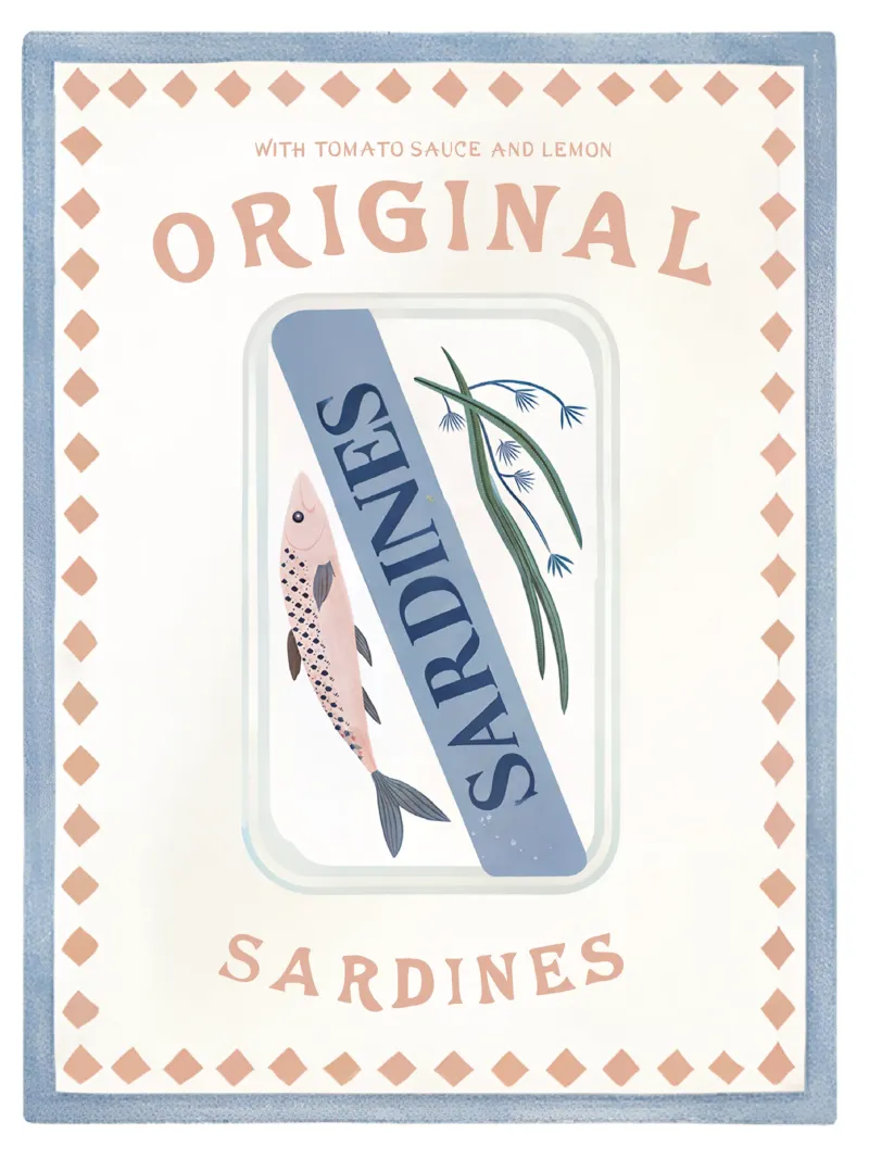 Italian Wall Art, Sardines Poster,Italy Print, La Dolce Vita poster with plastic frame by DolceVita