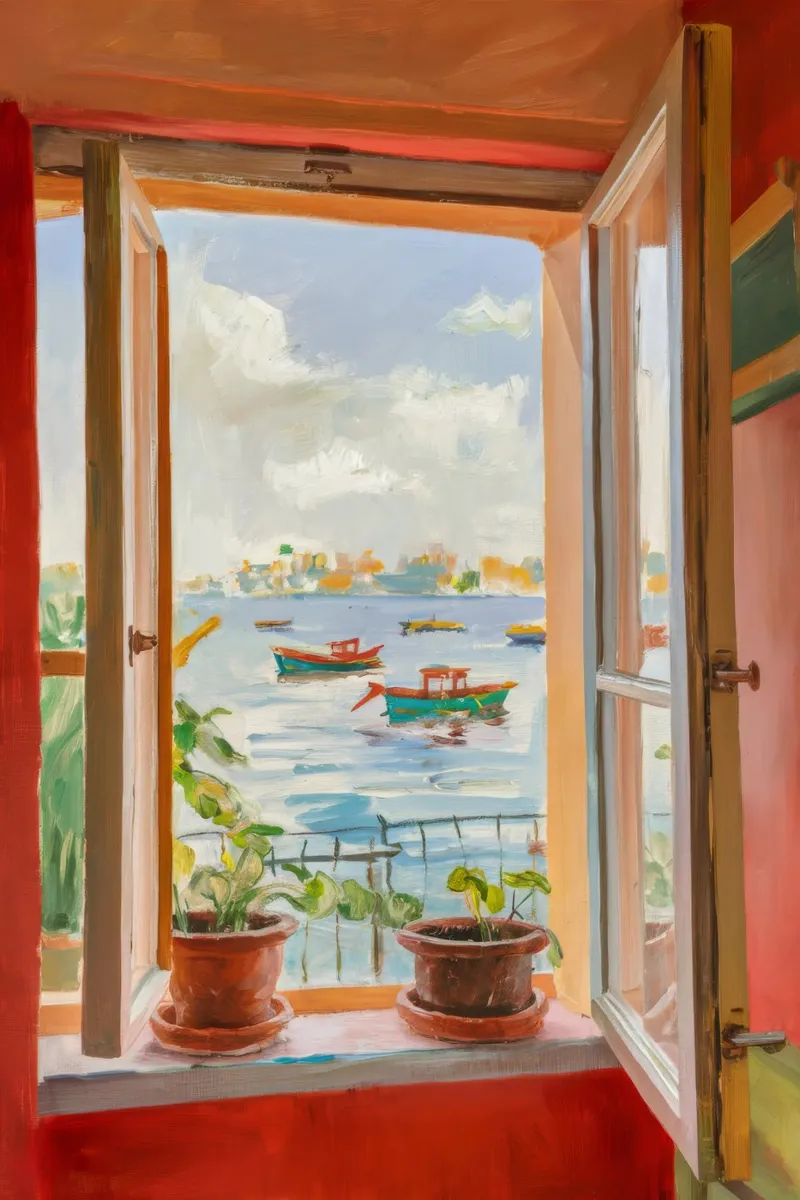 Window Seat Reverie canvas with Floater frame by Haven Mirage