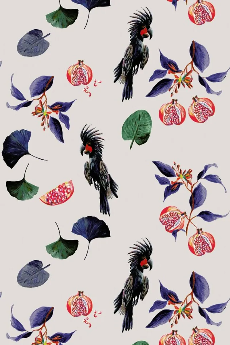 Pomegranates Park Roze poster con telaio in alluminio da Femke Zwaan