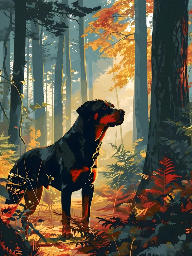 Rottweiler im wald poster da WILD ART