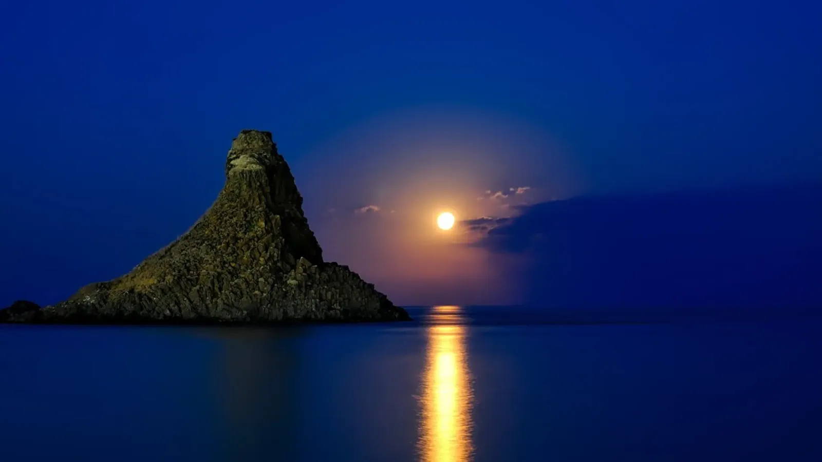 Full Moon over Sicily Coast canvas with Floater frame by PhotoVibe Decor