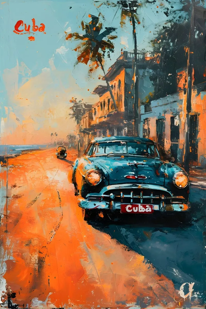 Kuba Oldtimer Kunst pellicola backlit da Vintage Travel Art