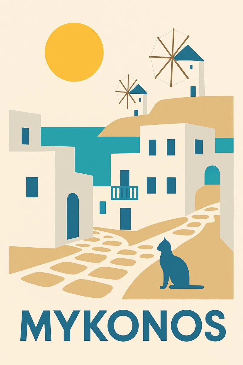 A sunny escape to Mykonos alu-dibond by JETLAG | affiches voyage