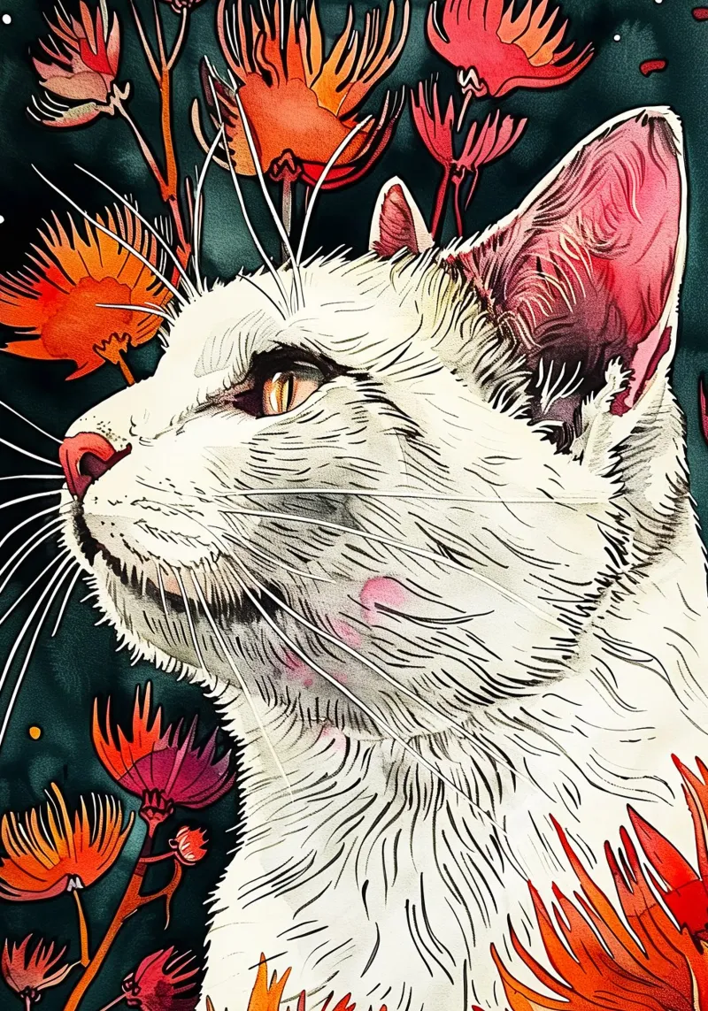 Gatto Lucy poster con telaio in legno da Lionmixart