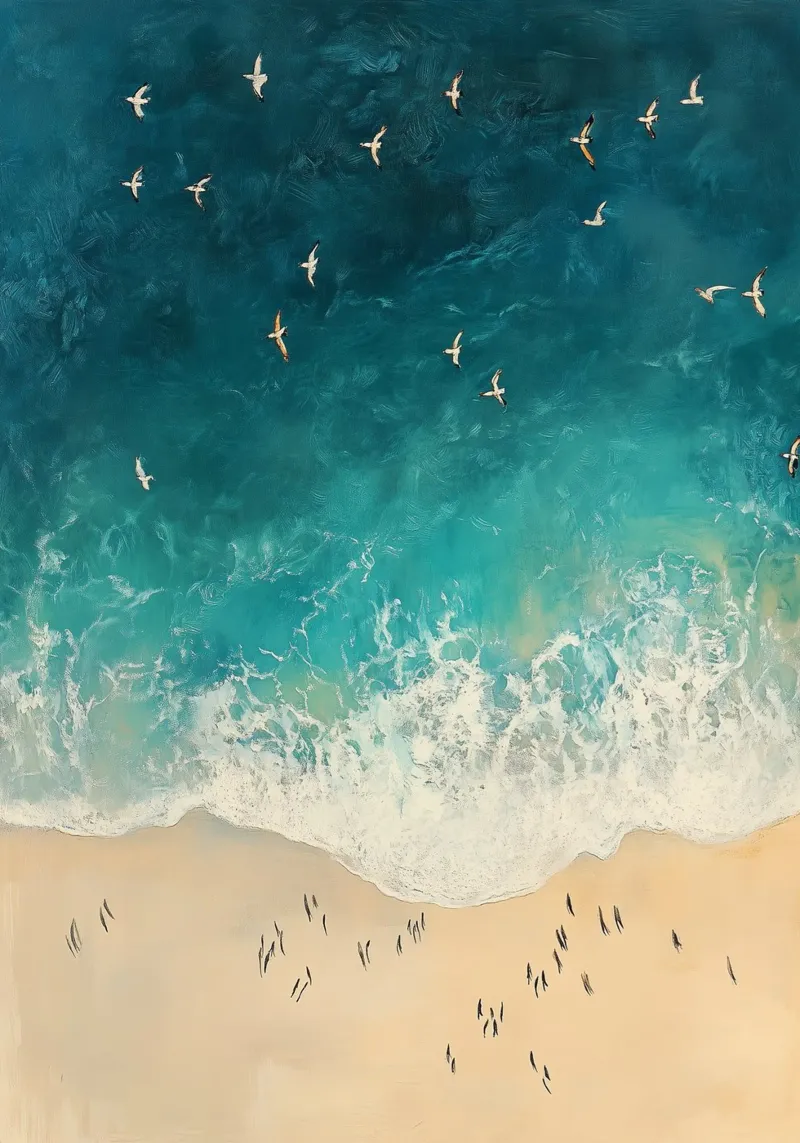 Seaside Ballet: Aerial Harmony poster con telaio in plastica da Mosaic Dialogue