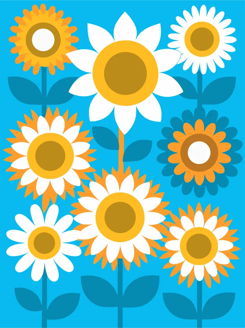 Sfondo blu girasole tela con Cornice a cassetta da FLOWER PLACE SHOP