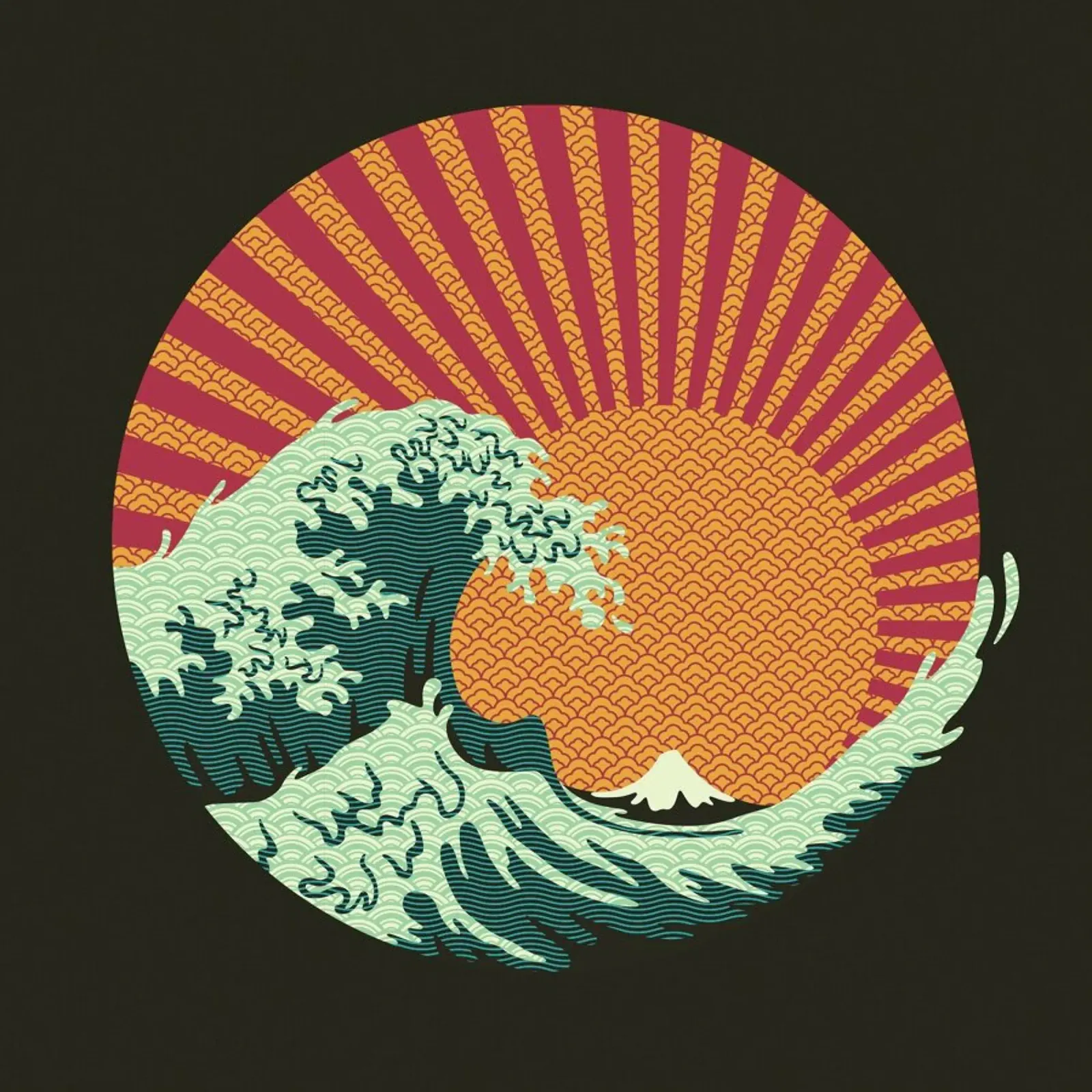 Kanagawa Wave Japanese Patterns pellicola backlit da Tobe Fonseca