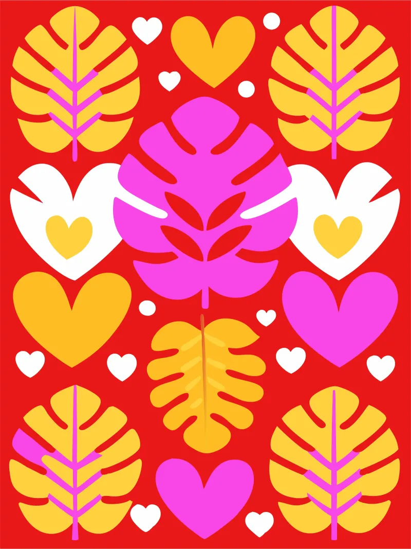 Blad Pettern canvas met Baklijst van FLOWER PLACE SHOP