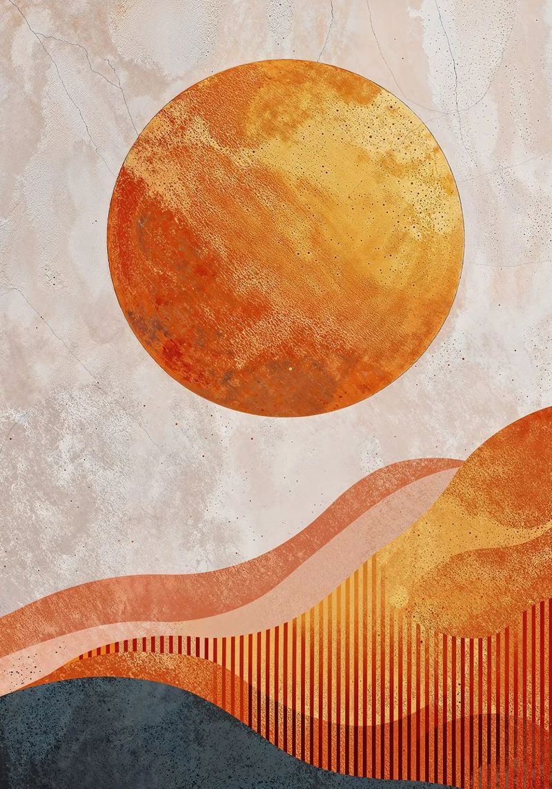 soleil vagues horizon textures motifs formes abstraites poster de Emanuel Jaimes