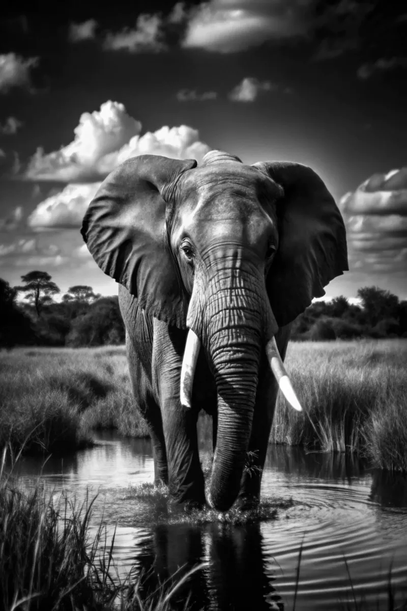 olifant zwart-wit dierenfotografie poster van kanayaa