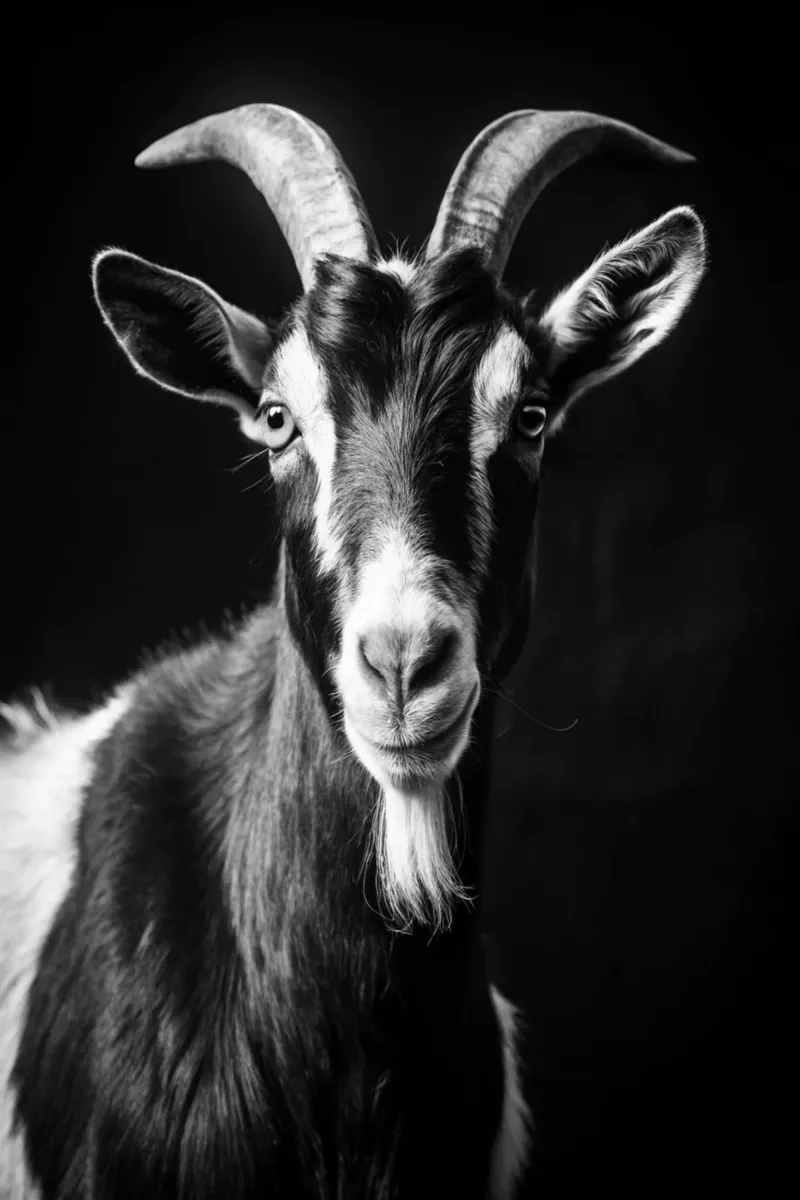 geitengezicht zwart-wit dierenfotografie canvas met Baklijst van kanayaa