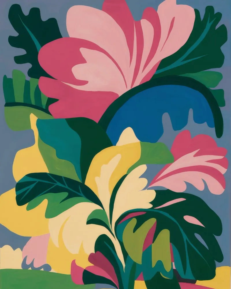Abbondanza di fioriture tropicali poster con telaio in plastica da Ember Stone
