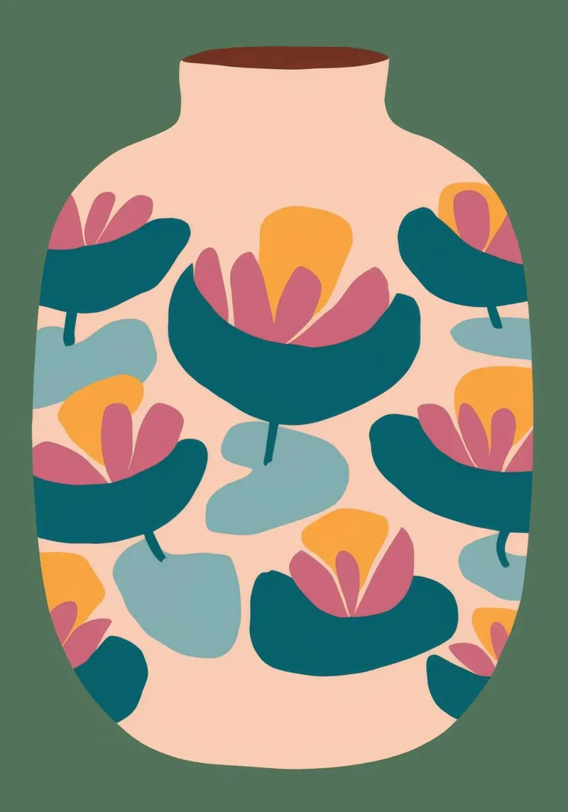 Vaso floreale in terracotta poster con telaio in plastica da Ember Stone
