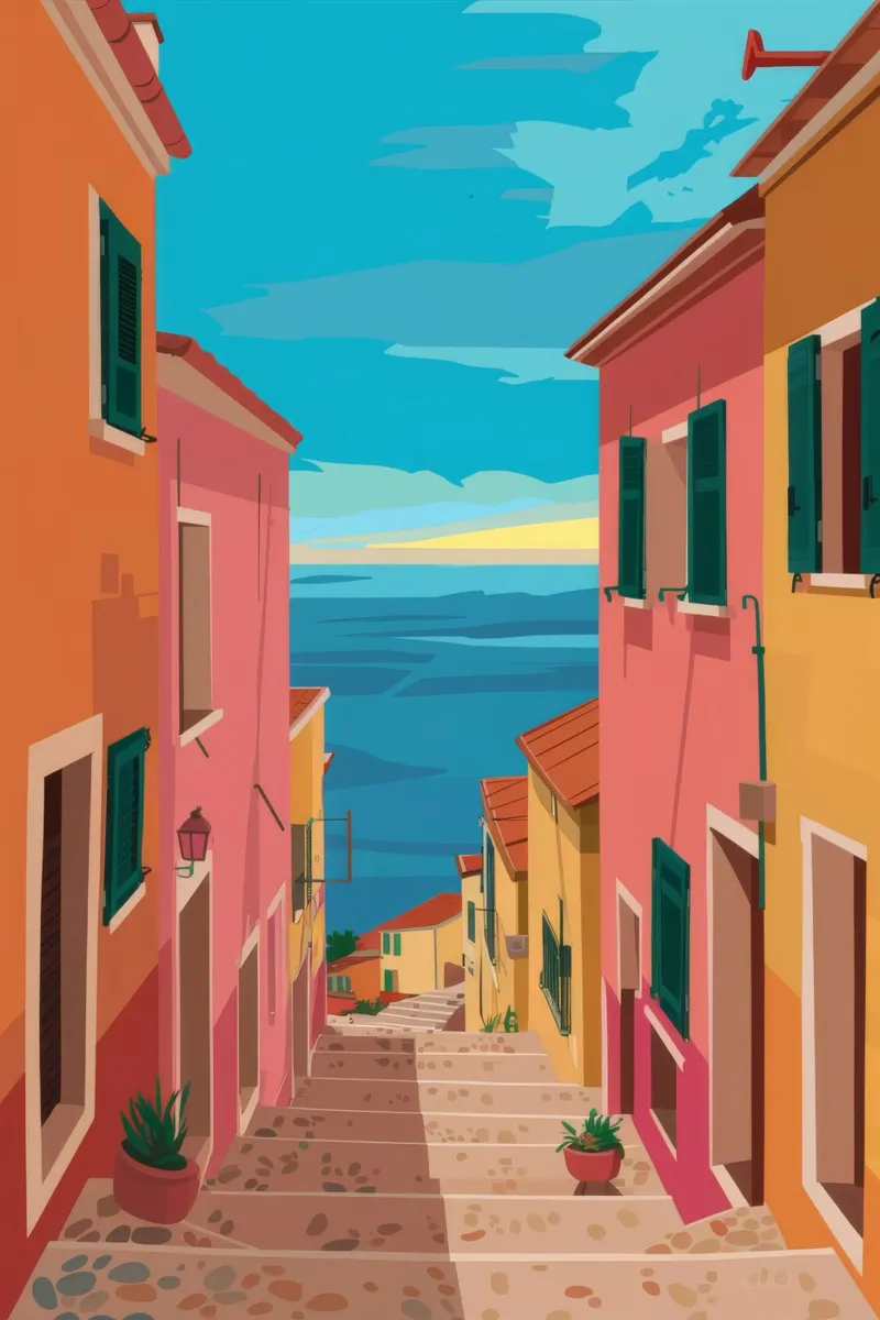 Vicolo stretto Luce del sole poster da Chroma Haven