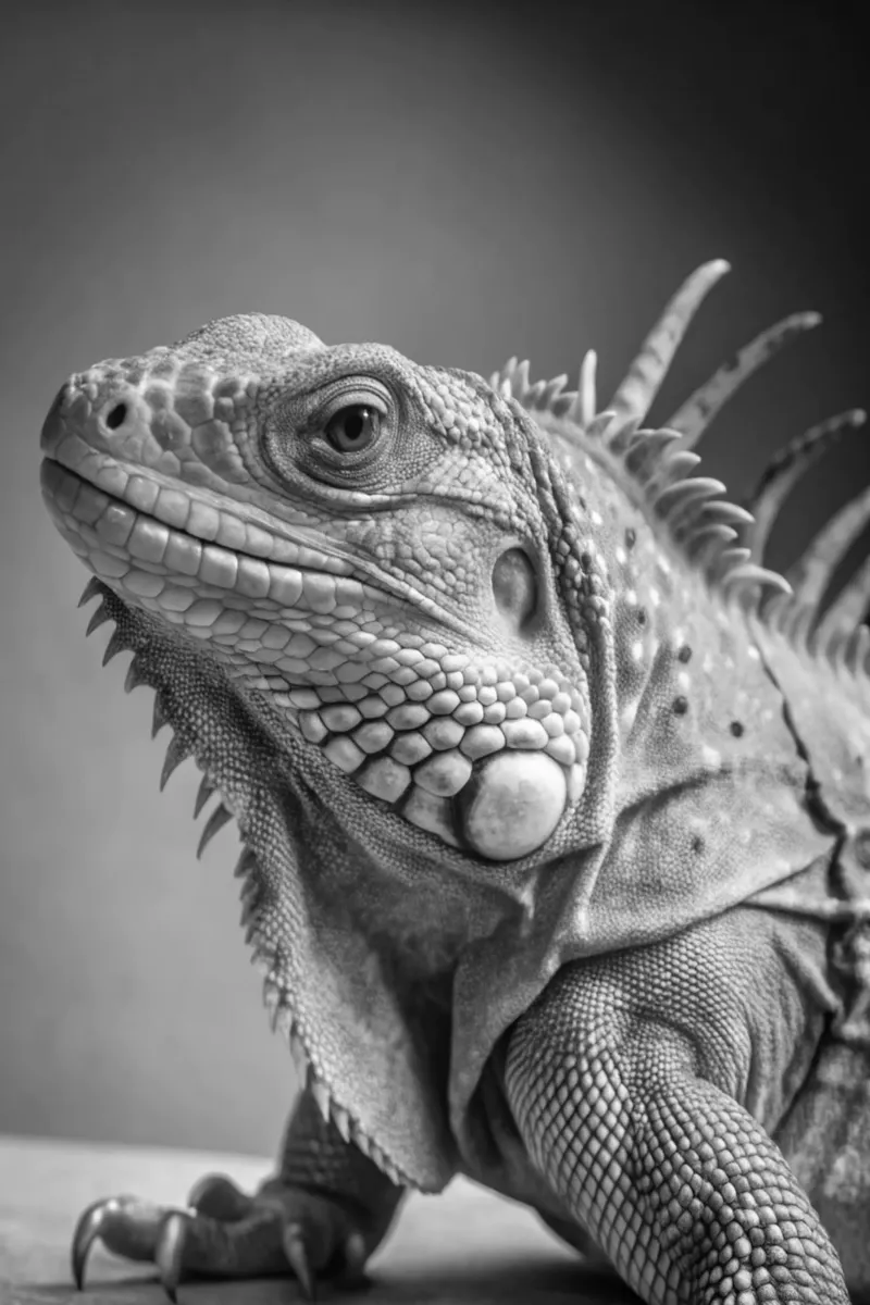 faccia di iguana fotografia animale in bianco e nero poster da kanayaa