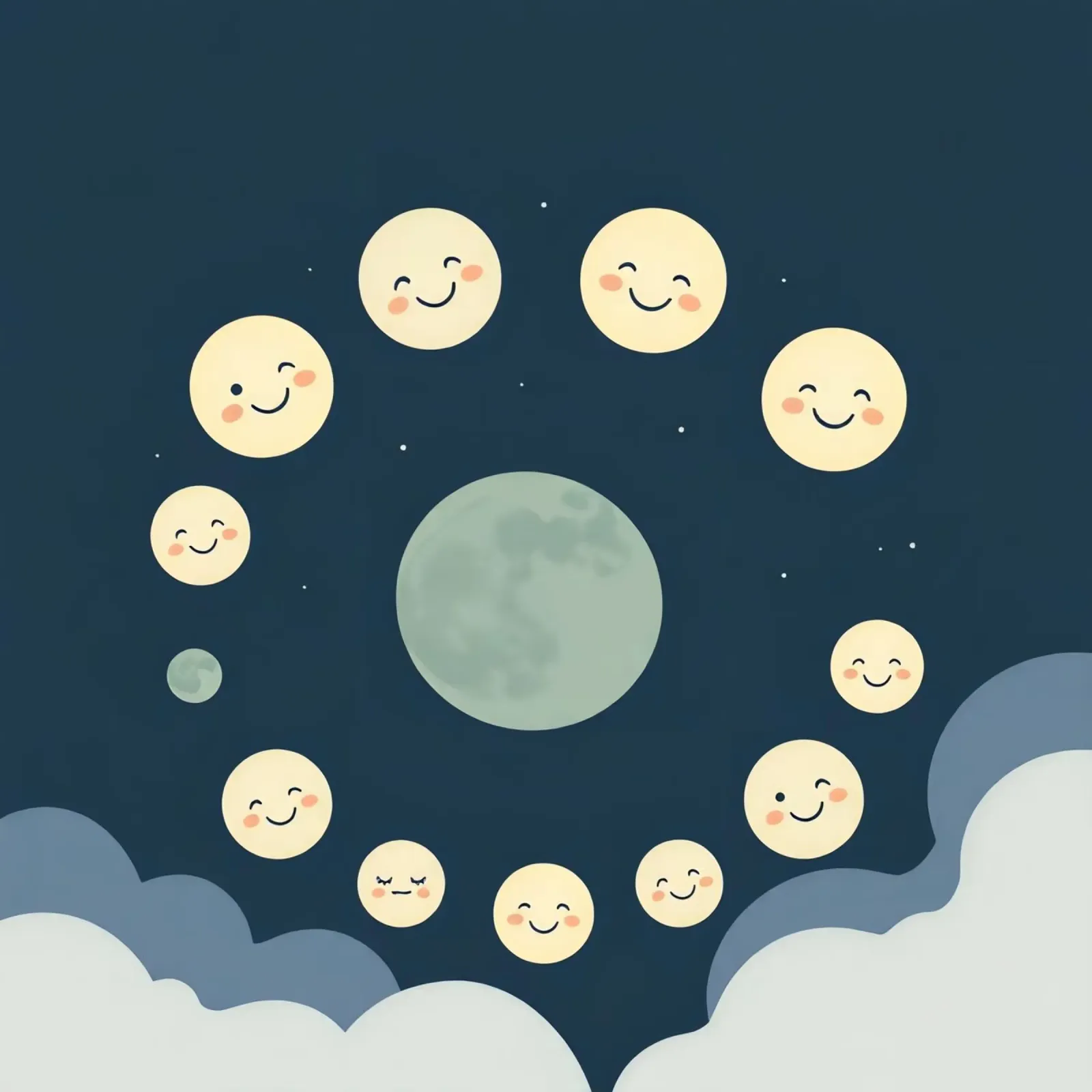 Lune sorridenti si raccolgono in un cielo notturno stravagante plexiglass da DesignDoodle