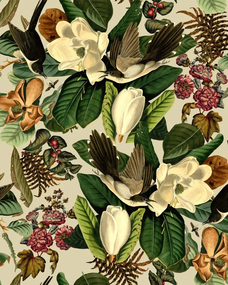 FLORAL AND BIRDS XXI-II canvas by burcukorkmazyurek