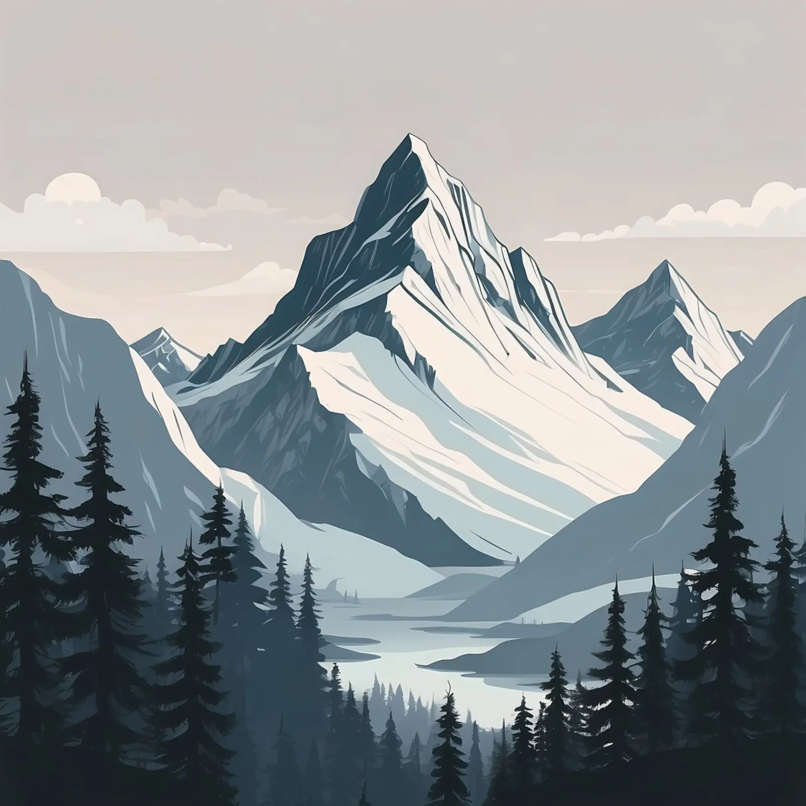Catene montuose innevate sovrastano un lago tranquillo pellicola backlit da DesignDoodle