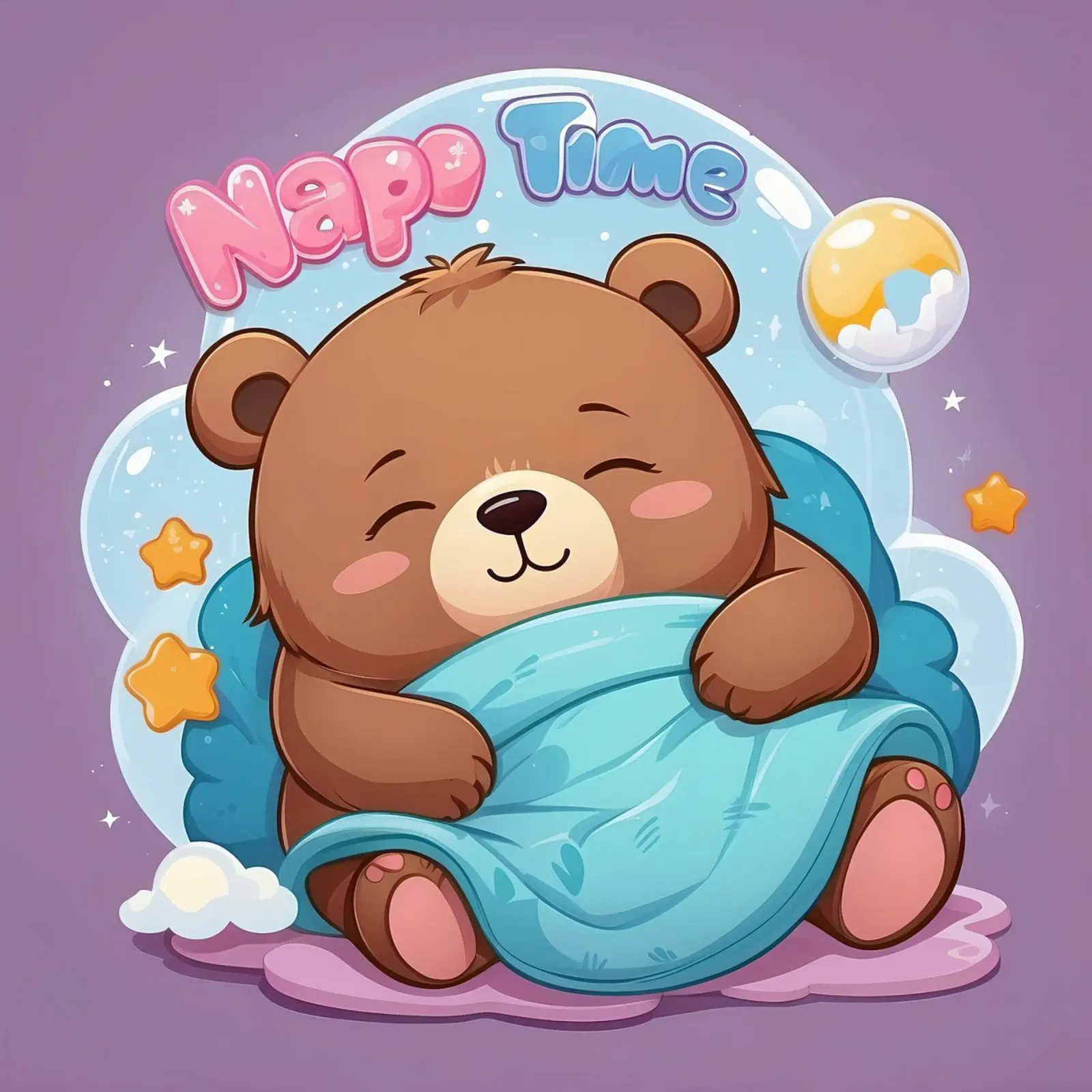 Simpatico orso che si accoccola in un'accogliente coperta con la scritta ora del pisolino pellicola backlit da DesignDoodle