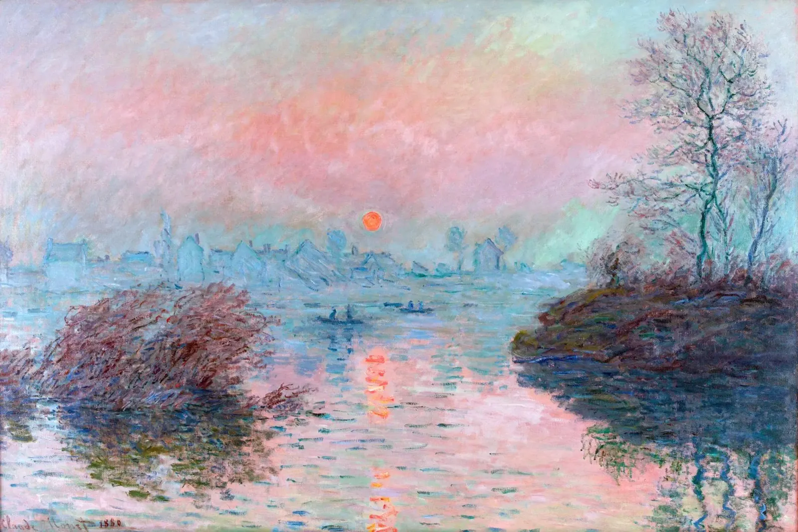 Monet - Sunset on the seine at lavacourt carta hahnemühle da apoloprints