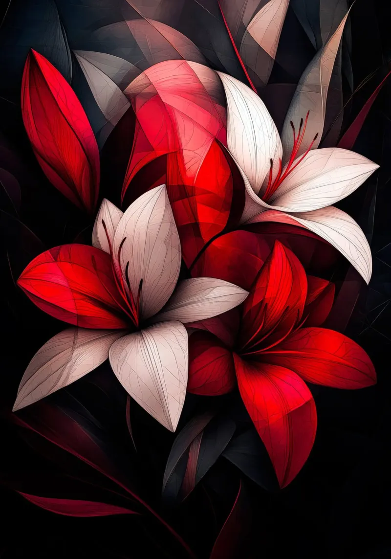 Red Flowers canvas by Justyna Jaszke JBJart