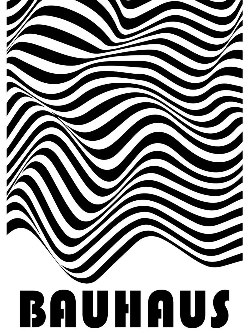 Bauhaus Waves - Poster op-art in bianco e nero moderno pellicola backlit da Studio Vibe