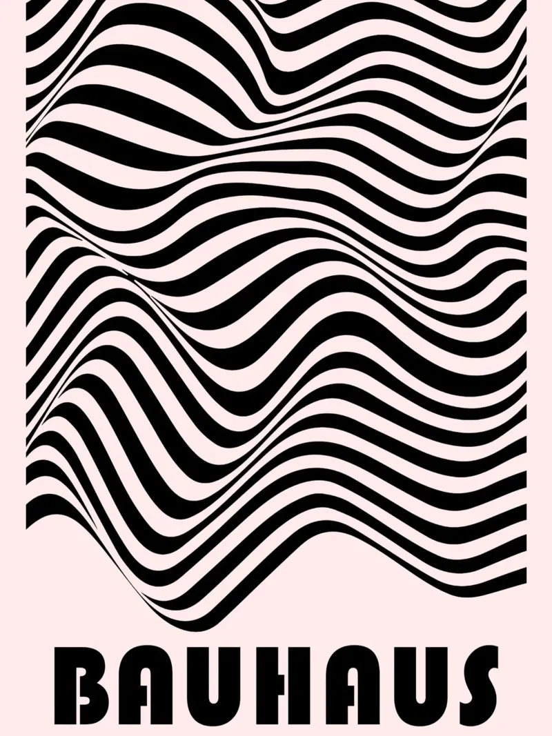 Bauhaus Wave Lines | Op Art Póster Mural lienzo de Studio Vibe