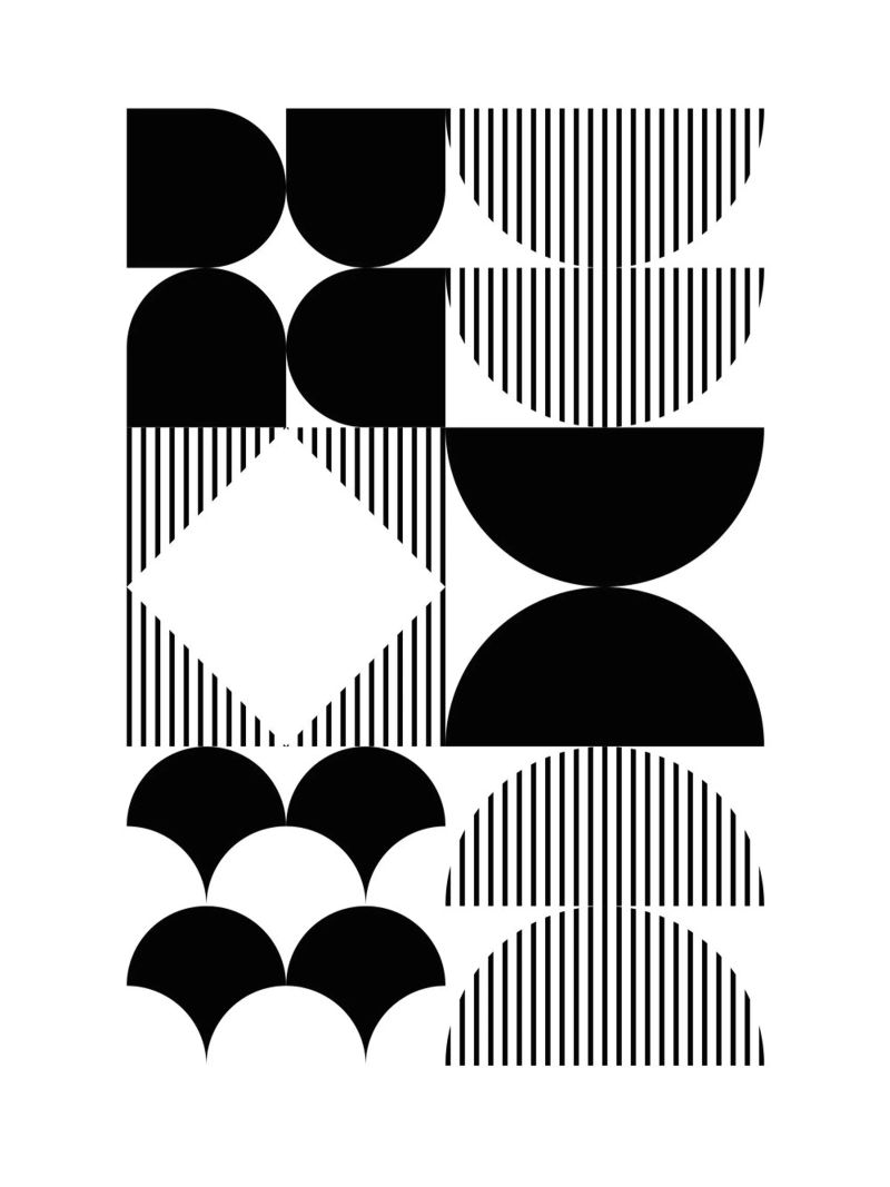 Minimalistisch geometrisch Schwarz & Weiß Poster von Studio Vibe