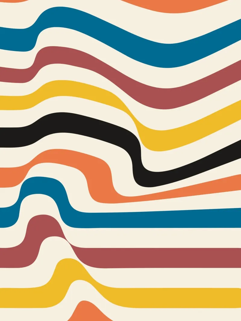 Poster Retro Wellen - Design moderne inspiré du Bauhaus panneau forex de Studio Vibe