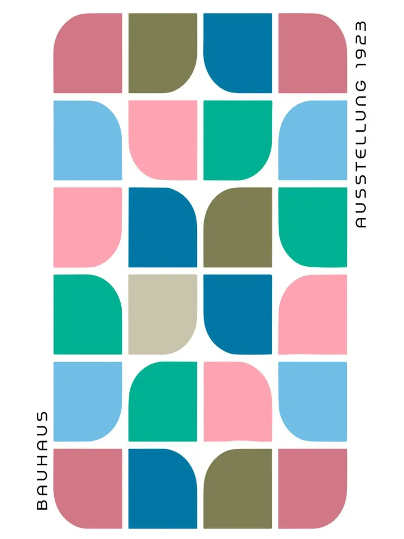 Bauhaus Pattern Poster - Geometric & colourful 1923 canvas with Floater frame by Studio Vibe