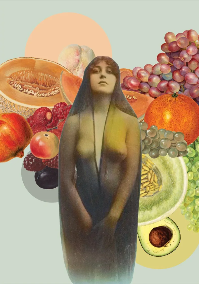 Il Portatore di Frutta | Stampa d'Arte Collage poster con telaio in alluminio da Press Play Art Prints
