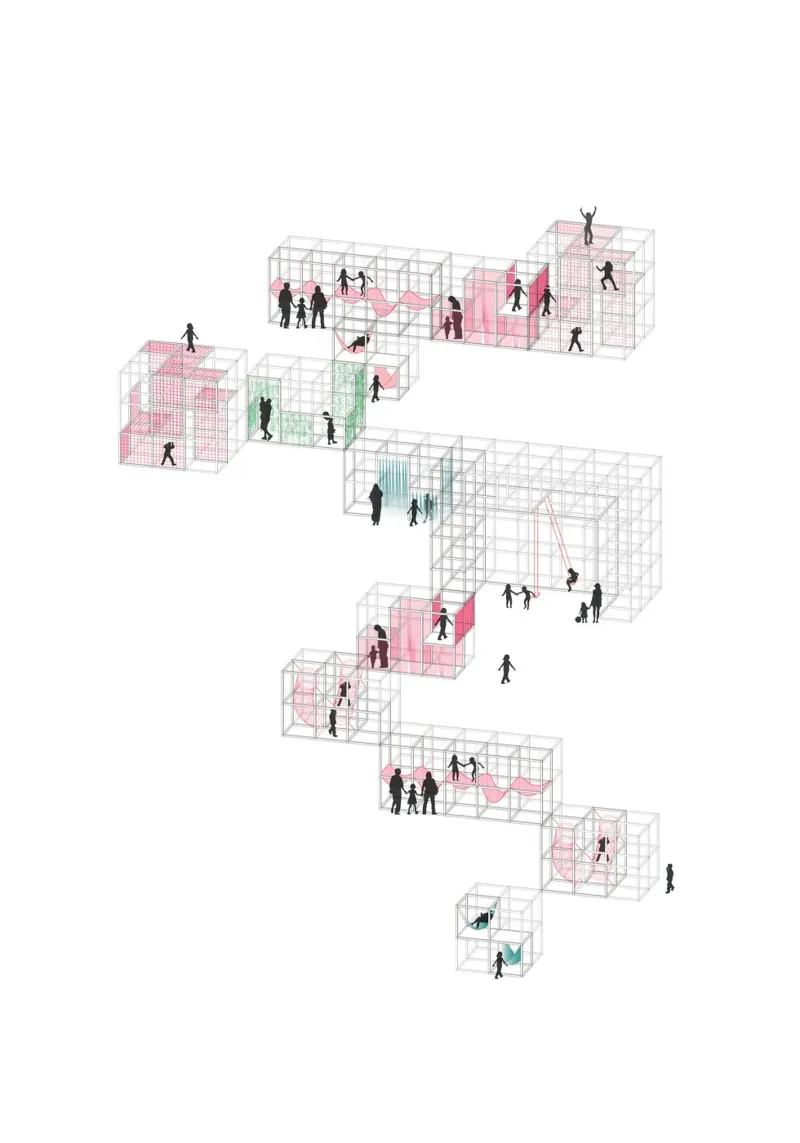 Playground Tetris | Press Play Originele Kunstdruk canvas met Baklijst van Press Play Art Prints