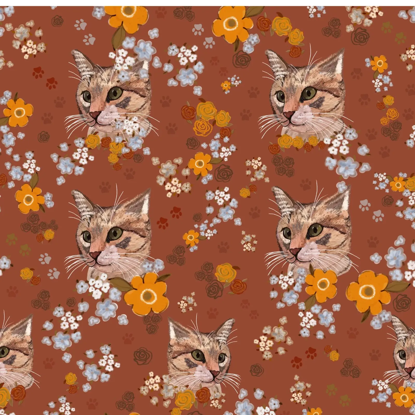 Cute cat with flowers forex-plaat van gulsengunel