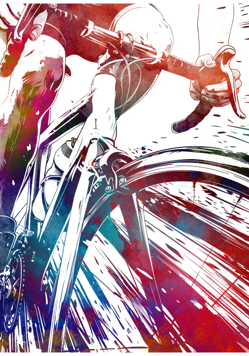 Fietssport kunst wit canvas met Baklijst van SPORT