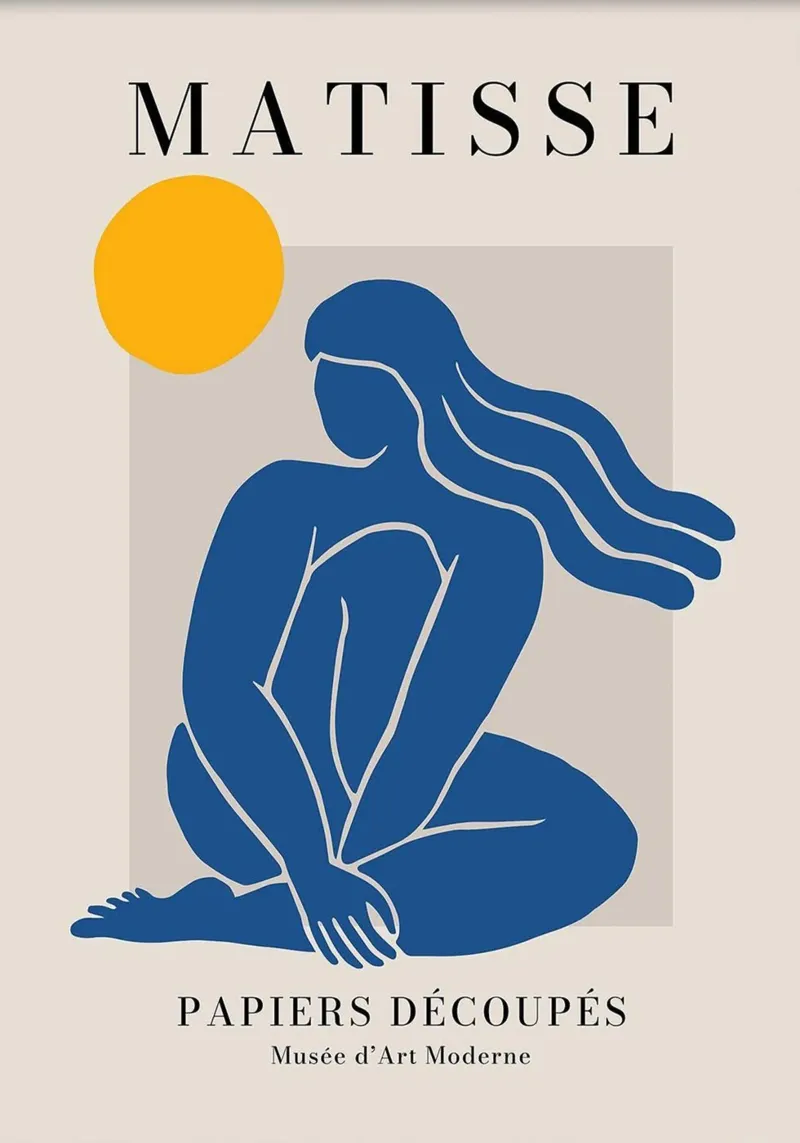 matisse - una donna seduta che guarda il sole poster con telaio in plastica da sazkia art