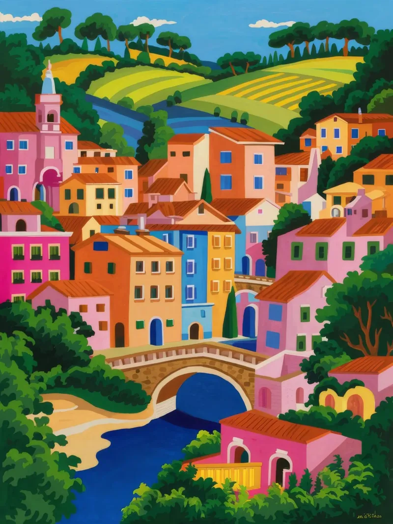 Fascino del villaggio costiero poster da Paez Harmony