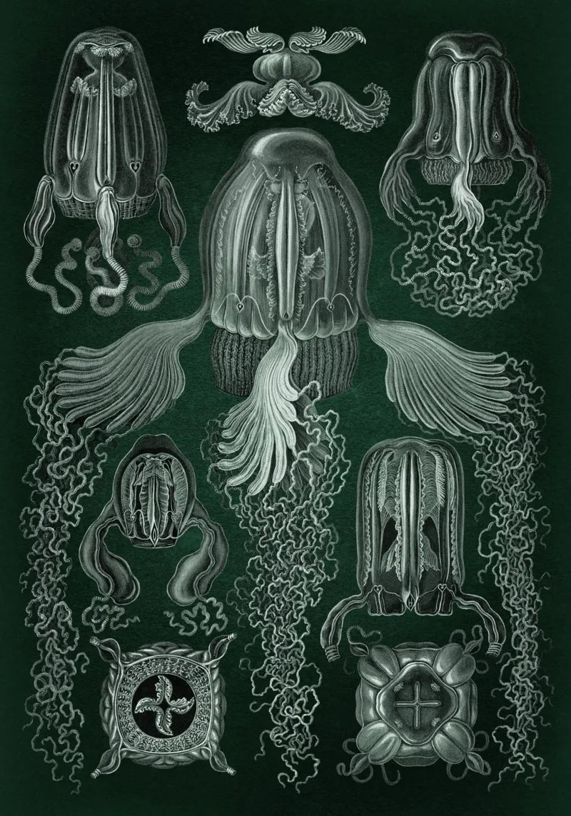 Vintage Haeckel 8 Tafel 78 Würfelquallen poster da Vintage Print Collection