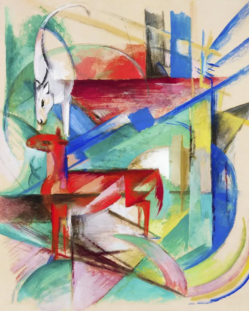 Paesaggio con animali (1913) di Franz Marc pellicola backlit da Art History