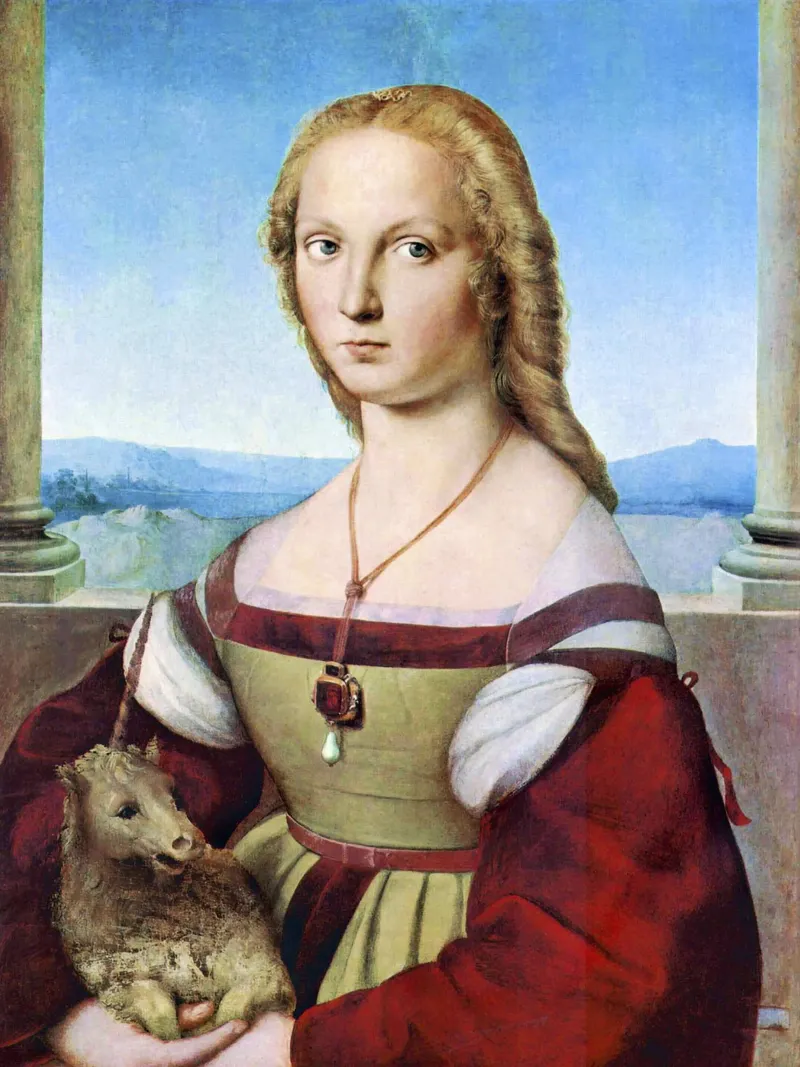 Joven con unicornio (1506) de Rafael metacrilato de Venus Art